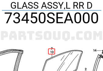 Honda 73450SEA000 GLASS ASSY,L RR D