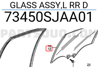 Honda 73450SJAA01 GLASS ASSY,L RR D