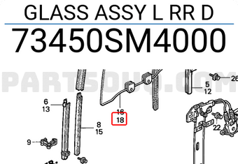 Honda 73450SM4000 GLASS ASSY L RR D