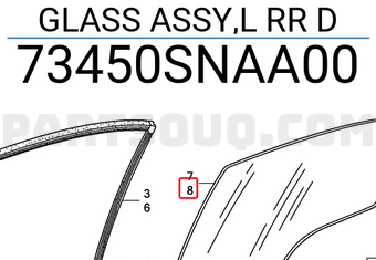 Honda 73450SNAA00 GLASS ASSY,L RR D