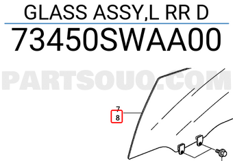 Honda 73450SWAA00 GLASS ASSY,L RR D