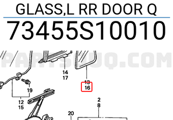 Honda 73455S10010 GLASS,L RR DOOR Q