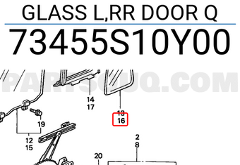 Honda 73455S10Y00 GLASS L,RR DOOR Q