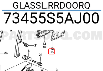 Honda 73455S5AJ00 GLASSL,RRDOORQ