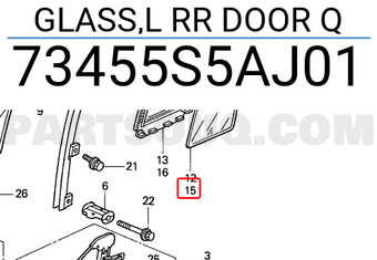 Honda 73455S5AJ01 GLASS,L RR DOOR Q