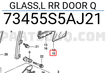 Honda 73455S5AJ21 GLASS,L RR DOOR Q