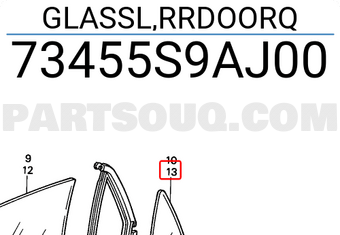 Honda 73455S9AJ00 GLASSL,RRDOORQ