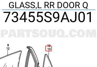 Honda 73455S9AJ01 GLASS,L RR DOOR Q