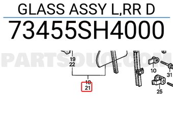 Honda 73455SH4000 GLASS ASSY L,RR D