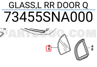 Honda 73455SNA000 GLASS,L RR DOOR Q