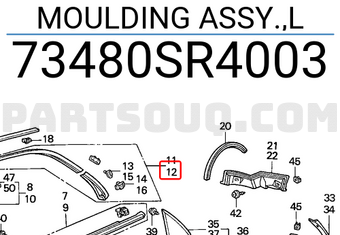 Honda 73480SR4003 MOULDING ASSY.,L