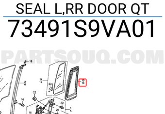 Honda 73491S9VA01 SEAL L,RR DOOR QT