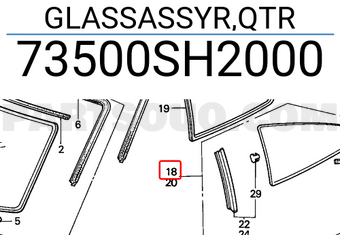Honda 73500SH2000 GLASSASSYR,QTR