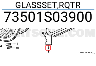 Honda 73501S03900 GLASSSET,RQTR