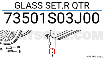 Honda 73501S03J00 GLASS SET,R QTR