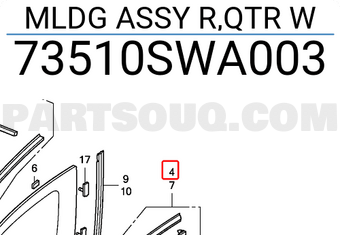 Honda 73510SWA003 MLDG ASSY R,QTR W