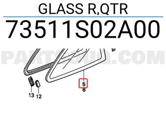 Honda 73511S02A00 GLASS R,QTR