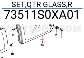 Honda 73511S0XA01 SET,QTR GLASS,R