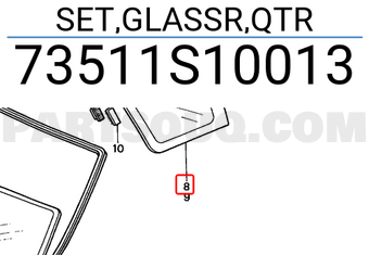 Honda 73511S10013 SET,GLASSR,QTR