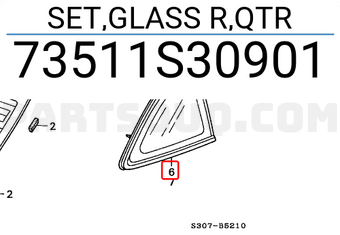 Honda 73511S30901 SET,GLASS R,QTR