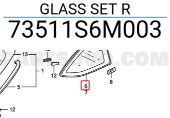 Honda 73511S6M003 GLASS SET R
