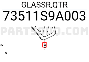 Honda 73511S9A003 GLASSR,QTR