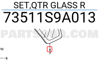 Honda 73511S9A013 SET,QTR GLASS R