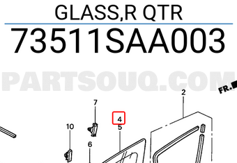 Honda 73511SAA003 GLASS,R QTR
