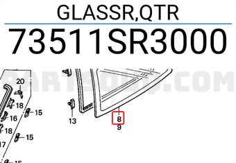 Honda 73511SR3000 GLASSR,QTR