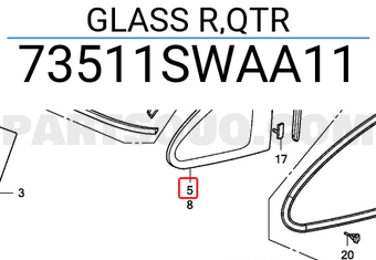 Honda 73511SWAA11 GLASS R,QTR