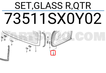 Honda 73511SX0Y02 SET,GLASS R,QTR