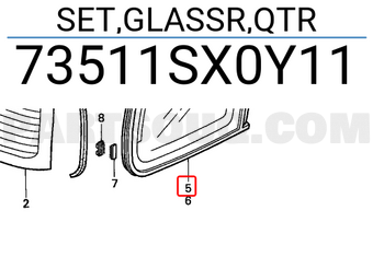 Honda 73511SX0Y11 SET,GLASSR,QTR