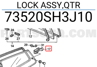 Honda 73520SH3J10 LOCK ASSY,QTR
