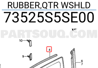Honda 73525S5SE00 RUBBER,QTR WSHLD