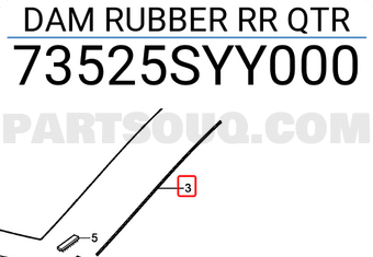 Honda 73525SYY000 DAM RUBBER RR QTR