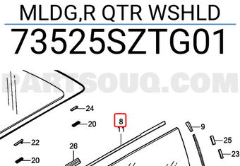 Honda 73525SZTG01 MLDG,R QTR WSHLD