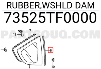 Honda 73525TF0000 RUBBER,WSHLD DAM