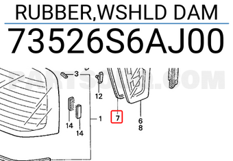 Honda 73526S6AJ00 RUBBER,WSHLD DAM