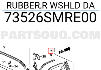 Honda 73526SMRE00 RUBBER,R WSHLD DA