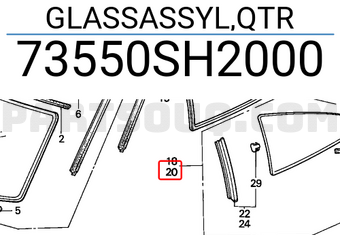 Honda 73550SH2000 GLASSASSYL,QTR
