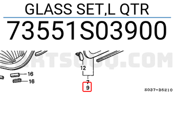 Honda 73551S03900 GLASS SET,L QTR