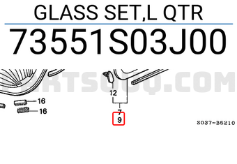 Honda 73551S03J00 GLASS SET,L QTR