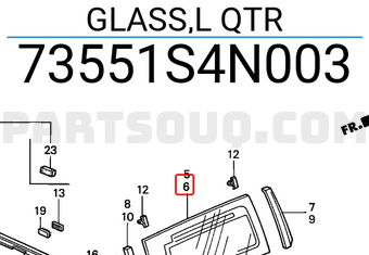 Honda 73551S4N003 GLASS,L QTR
