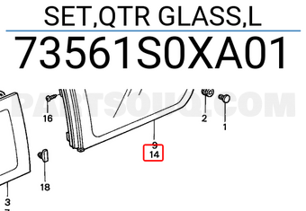 Honda 73561S0XA01 SET,QTR GLASS,L