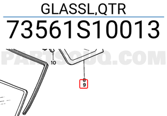 Honda 73561S10013 GLASSL,QTR