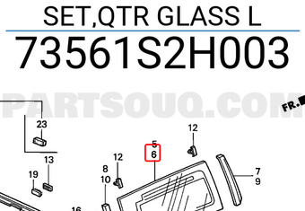 Honda 73561S2H003 SET,QTR GLASS L