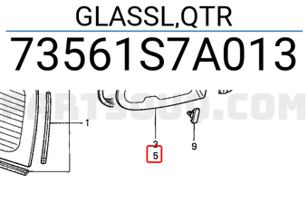 Honda 73561S7A013 GLASSL,QTR