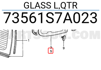 Honda 73561S7A023 GLASS L,QTR