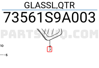 Honda 73561S9A003 GLASSL,QTR