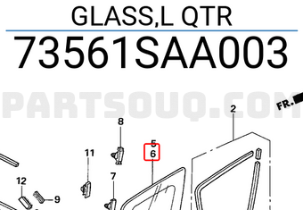Honda 73561SAA003 GLASS,L QTR